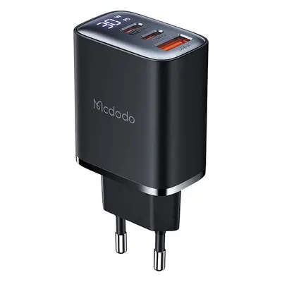 Mcdodo CH-2180 2xUSB-C + USB-A, 30W síťová nabíječka s displejem (černá)