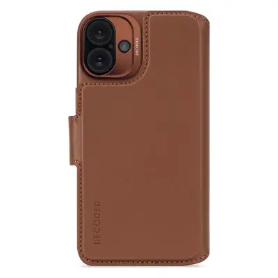 Decoded Leather Detachable Wallet, tan - iPhone 16 Plus