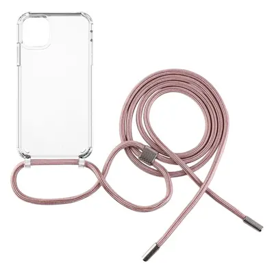 Pouzdro FIXED Pure Neck s růžovou šňůrkou na krk pro Apple iPhone 11