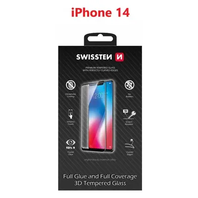 SKLO SWISSTEN ULTRA DURABLE 3D FULL GLUE GLASS PRO APPLE IPHONE 14 ČERNÉ