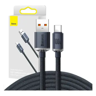 Baseus Crystal Shine kabel USB na USB-C, 100 W, 2 m (černý)