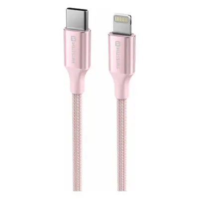 DATOVÝ KABEL SWISSTEN TEXTILE II USB-C / LIGHTNING 1,5 M RŮŽOVÝ