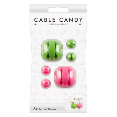 MLINE Kabelový organizér Cable Candy Mixed Beans, 6 ks, zelený a růžový