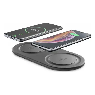 Bezdrátová nabíjecí stanice Cellularline Wireless Fast Charger Dual s 2 x 10W, Qi kompatibilní, 