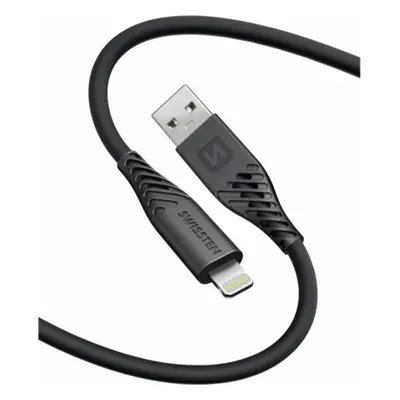 DATOVÝ KABEL SWISSTEN SOFT SILICONE USB-A / LIGHTNING 0,4 M ČERNÝ