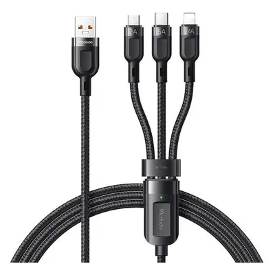 Kabel 3v1 z USB na USB-C / Lightning / Micro USB, Mcdodo CA-0930, 6A, 1,2 m (černý)