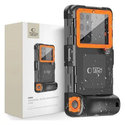 TECH-PROTECT IPX8 Universal Diving Waterproof case BLACK/ORANGE