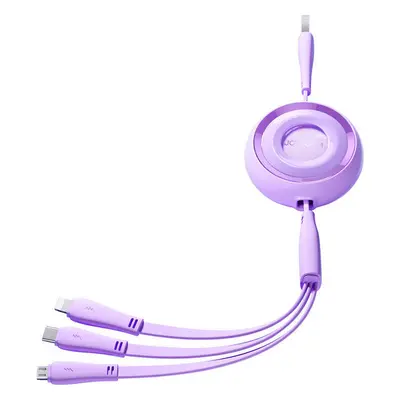 3v1 Joyroom barevný kabel USB na USB-C/Lightning/Micro USB 3,5 A, 1 m (fialový)