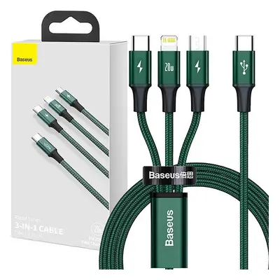 Baseus cable 3in1 Rapid PD USB-C - micro USB + Lightning + USB-C 1,5m green 20W