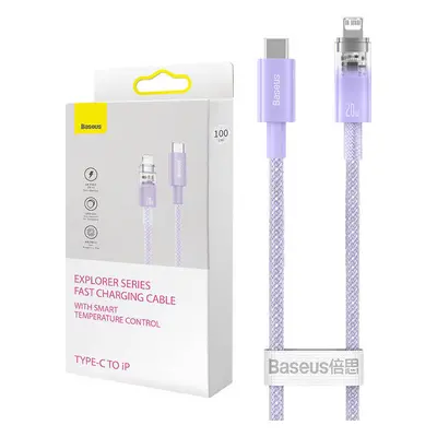 Rychlonabíjecí kabel Baseus USB-C na Lightning Explorer Series 2m, 20W (fialový)