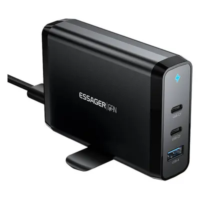 Essager GaN 2xUSB-C+USB-A 140W dokovací stanice EU (černá)