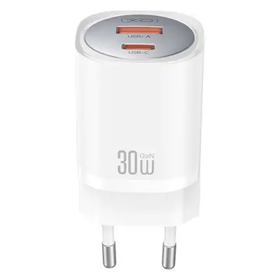 Nástěnná nabíječka XO CE21, 30W, GaN, 1x USB-C, 1x USB-A