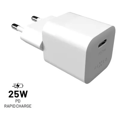 Síťová nabíječka FIXED Mini s USB-C výstupem a podporou PD, 25W, bílá