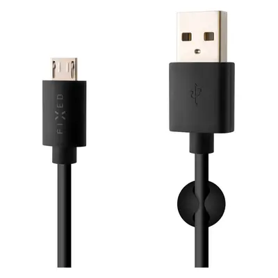 Datový a nabíjecí kabel FIXED s konektory USB/micro USB, 1 metr, černý