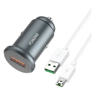 Nabíječka do auta Foneng C15, USB, 4 A + kabel USB na micro USB (šedá)