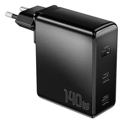 Essager Wall charger, Essager, ECT2CA-MQB01-Z, 2xUSB-C, USB-A, 140W (black)