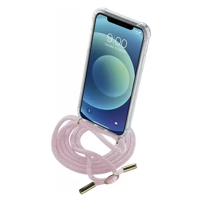 Transparentní zadní kryt Cellularline Neck-Case s růžovou šňůrkou na krk pro Apple iPhone 12 MIN