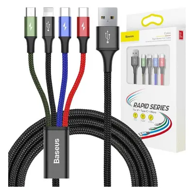 Baseus Fast USB kabel 4v1 2xUSB-C / Lightning / Micro 3,5A 1,2m - černý