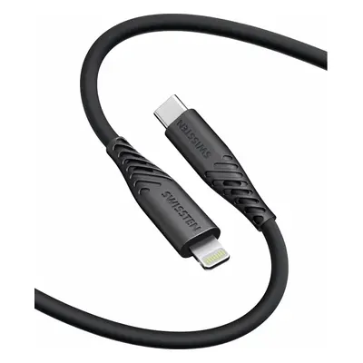 DATOVÝ KABEL SWISSTEN SOFT SILICONE USB-C / LIGHTNING 0,4 M ČERNÝ