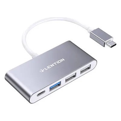 Rozbočovač Lention 4v1 USB-C na USB 3.0 + 2x USB 2.0 + USB-C (šedý)