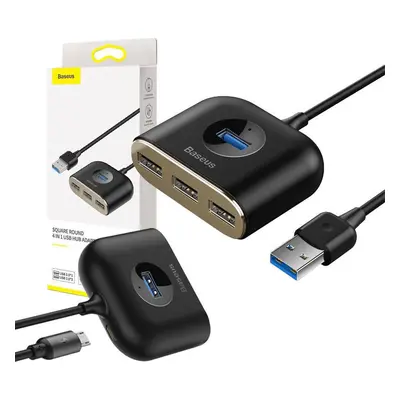 Baseus Square Round USB Adapter, HUB USB 3.0 na 1x USB 3.0 3x USB 2.0.1m - černý