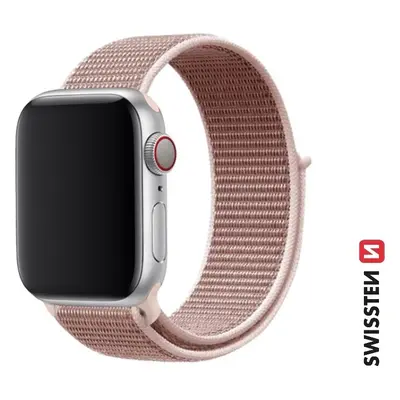 SWISSTEN ŘEMÍNEK PRO APPLE WATCH NYLONOVÝ 42 / 44 / 45 / 49 mm RŮŽOVO ZLATÝ