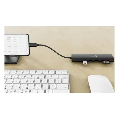 SWISSTEN USB-C HUB 7-IN-1 (USB-C 100W, HDMI 4K, 1x USB-A 3.0, 2x USB-A 2.0, SD, MICRO SD) ALUMIN