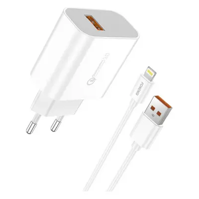 Rychlonabíječka Foneng 1x USB QC3.0 EU46 + kabel USB Lightning