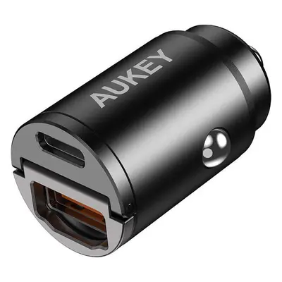 Nabíječka do auta Aukey CC-A3, 1xUSB-A, 1xUSB-C, 30W (černá)