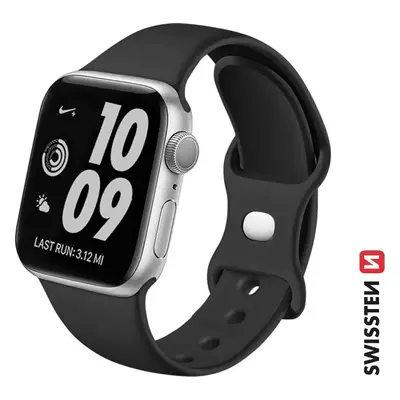 SWISSTEN ŘEMÍNEK PRO APPLE WATCH SILIKONOVÝ 42 / 44 / 45 / 49 mm ČERNÝ