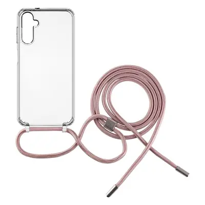 Pouzdro FIXED Pure Neck s růžovou šňůrkou na krk pro Samsung Galaxy A14/A14 5G