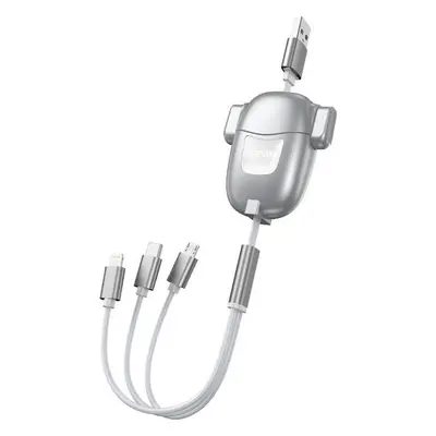 USB kabel Dudao L8PRO 3 v 1 USB-C / Lightning / Micro 3A, 1,1 m (stříbrný)