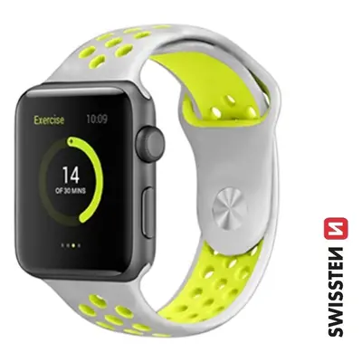 SWISSTEN ŘEMÍNEK PRO APPLE WATCH SILIKONOVÝ - SPORT 38 / 40 / 41 mm STŘÍBRNO/ŽLUTÝ