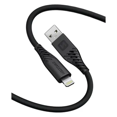 DATOVÝ KABEL SWISSTEN SOFT SILICONE USB / LIGHTNING 1,5 M 60W ČERNÝ