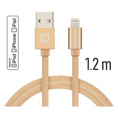 DATOVÝ KABEL SWISSTEN TEXTILE USB / LIGHTNING MFi 1,2 M ZLATÝ