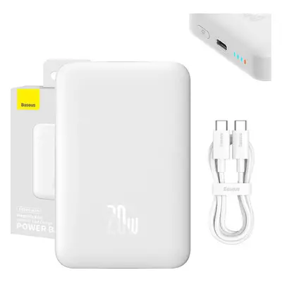 Powerbanka Baseus Magnetic, 10000mAh, USB-C 20W (bílá)