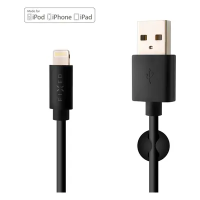 Datový a nabíjecí kabel FIXED s konektory USB/Lightning, 1 metr, MFI certifikace, černý