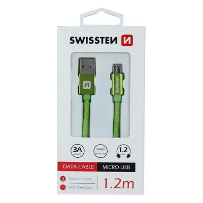 DATOVÝ KABEL SWISSTEN TEXTILE USB / MICRO USB 1,2 M ZELENÝ