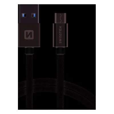 DATOVÝ KABEL SWISSTEN TEXTILE USB / MICRO USB 1,2 M STŘÍBRNÝ