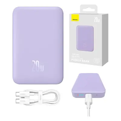 Powerbanka Baseus Magnetic Mini 10000mAh, USB-C 20W MagSafe (fialová)