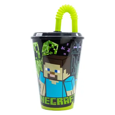 Kelímek na vodu s brčkem pro děti STOR 40430 430 ml Minecraft (černý)