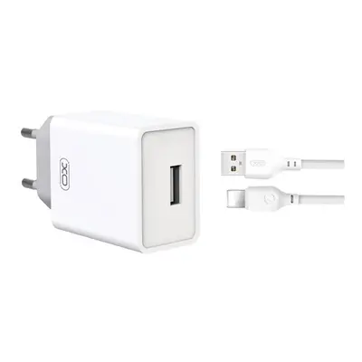 Nabíječka XO L93 1x USB 2,4A Bílá + Lightning kabel