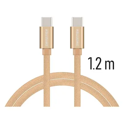 DATOVÝ KABEL SWISSTEN TEXTILE USB-C / USB-C 1,2 M ZLATÝ