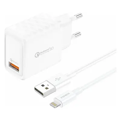 Foneng EU54 USB-A, síťová nabíječka 3A (bílá) + kabel USB-A na Lightning