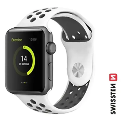 SWISSTEN ŘEMÍNEK PRO APPLE WATCH SILIKONOVÝ - SPORT 38 / 40 / 41 mm PLATINOVO/ČERNÝ