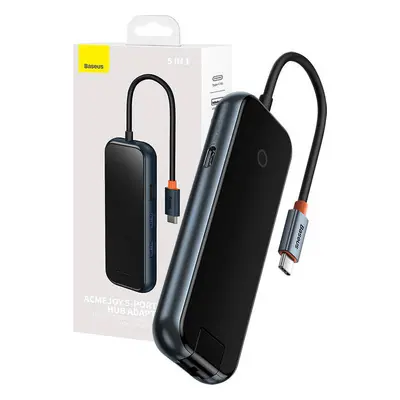 Dokovací stanice 5v1 Baseus řady AcmeJoy USB-C na 2xUSB 3.0 + USB 2.0 + USB-C PD + RJ45 (tmavě š