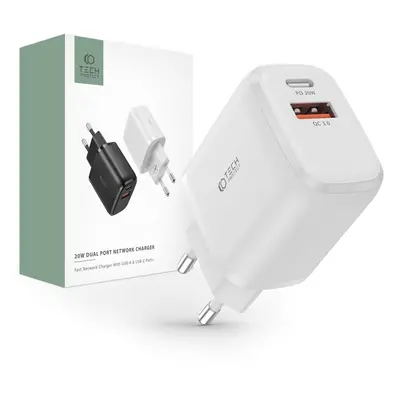 TECH-PROTECT C20W 2-PORT NETWORK CHARGER PD20W/QC3.0 WHITE