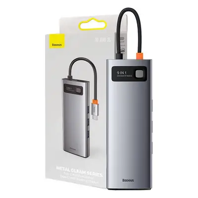 Rozbočovač 9v1 Baseus Metal Gleam Series, USB-C na 3x USB 3.0 + HDMI + USB-C PD + Ethernet RJ45 