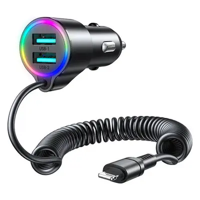 Nabíječka do auta Joyroom JR-CL25, 2x USB + kabel Lightning (černá)