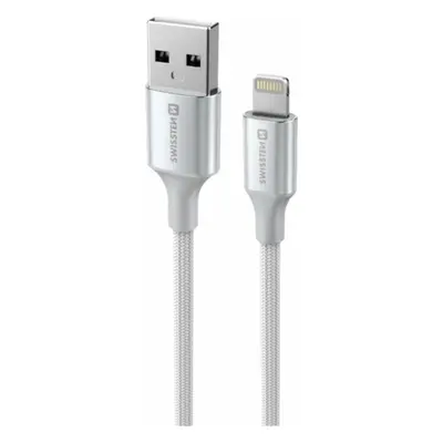 DATOVÝ KABEL SWISSTEN TEXTILE II USB / LIGHTNING 1,5 M BÍLÝ